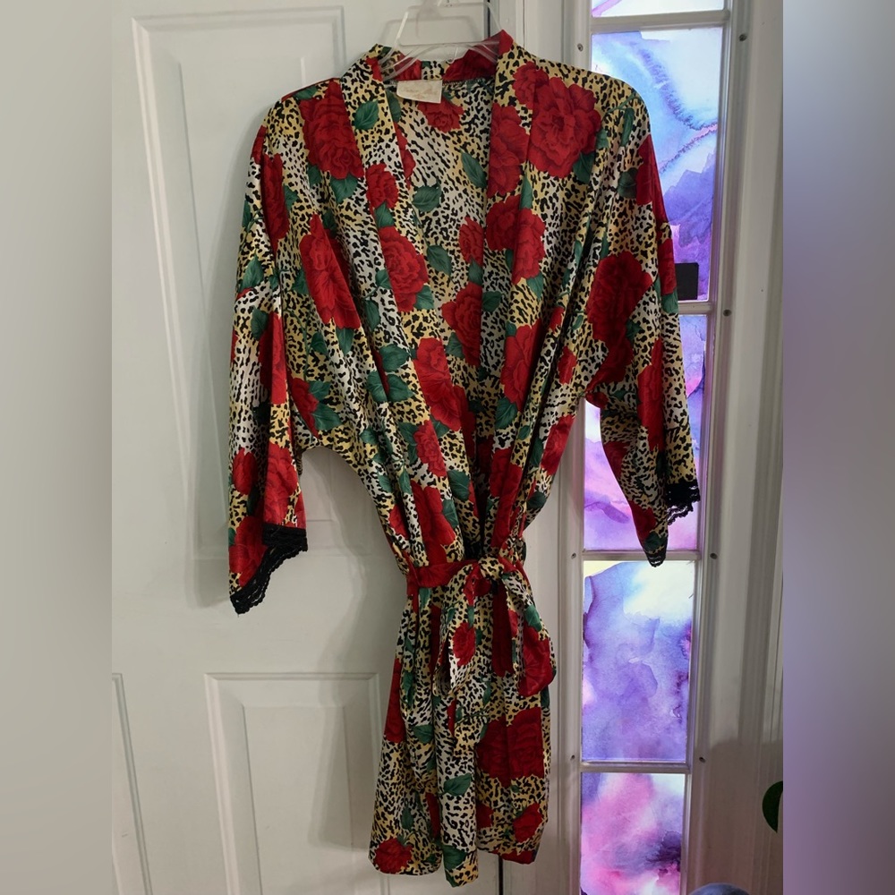 Cheetah & Floral Print Robe
